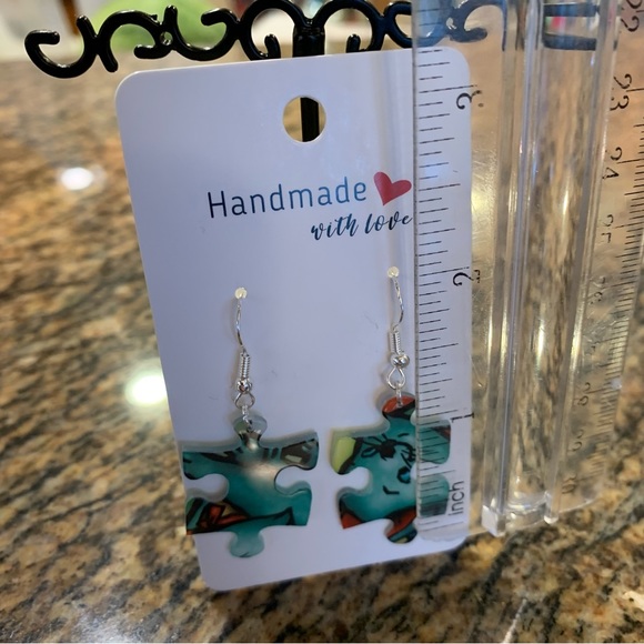 Handmade puzzle earrings - Picture 8 of 10